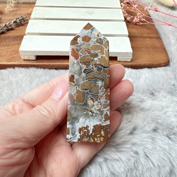 Beautiful Small Brecciated Jasper Tower Obelisk - Picture 2 of 6